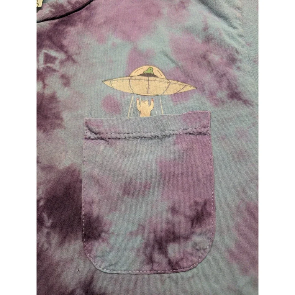 Ripndip Mushroom Cat Graphic Pocket T-shirt Men Small Purple Blue Tie Dye - Picture 4 of 8